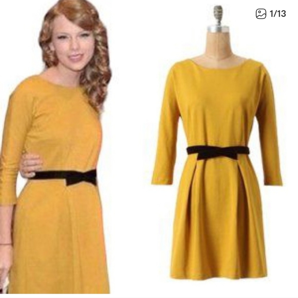 Anthropologie Mustard Long Sleeve Dress